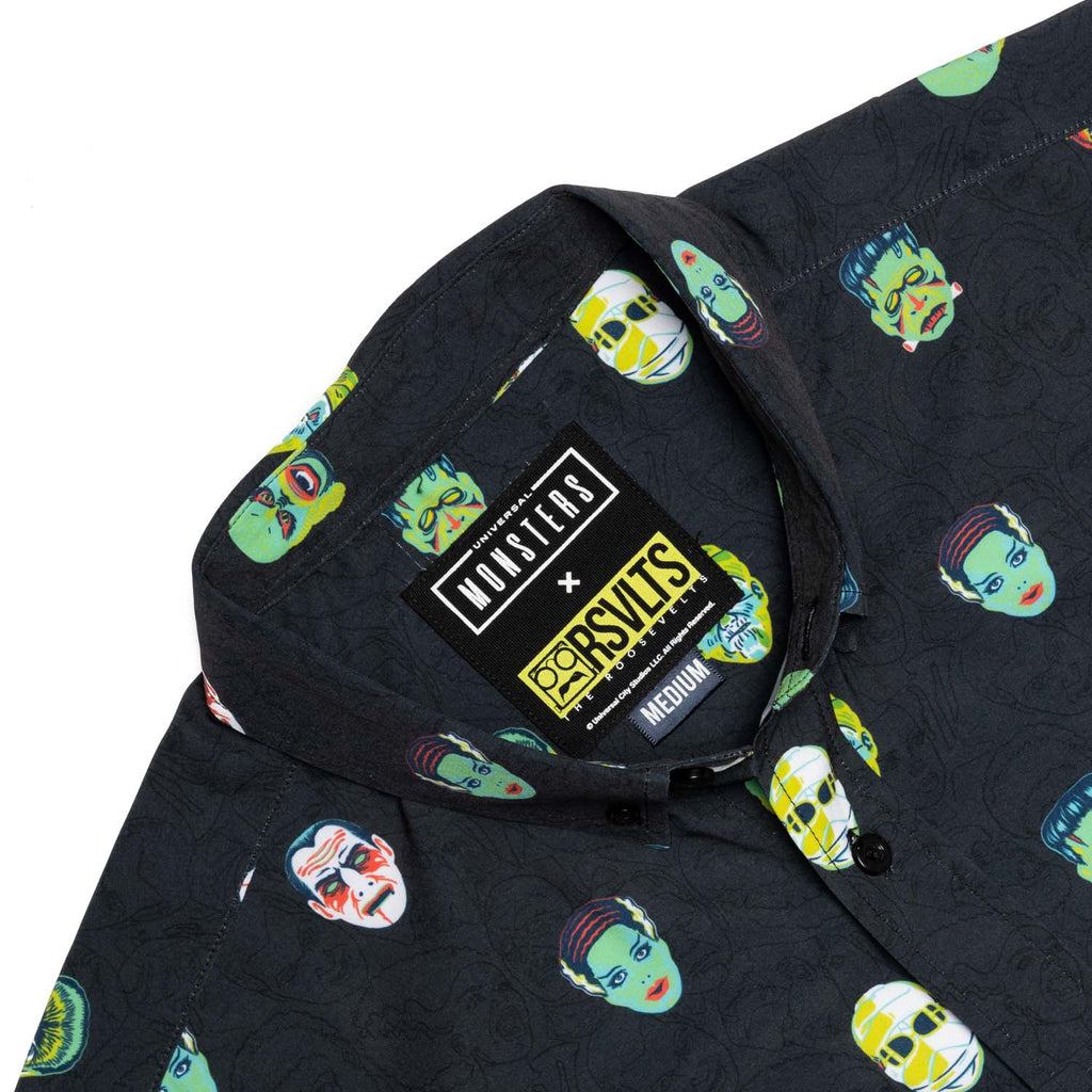 RSVLTS Fright Club KUNUFLEX Short Sleeve Shirt in Black — detail 6