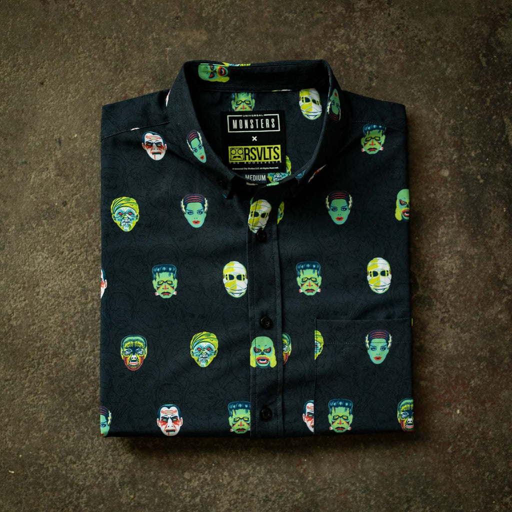 RSVLTS Fright Club KUNUFLEX Short Sleeve Shirt in Black — detail 8