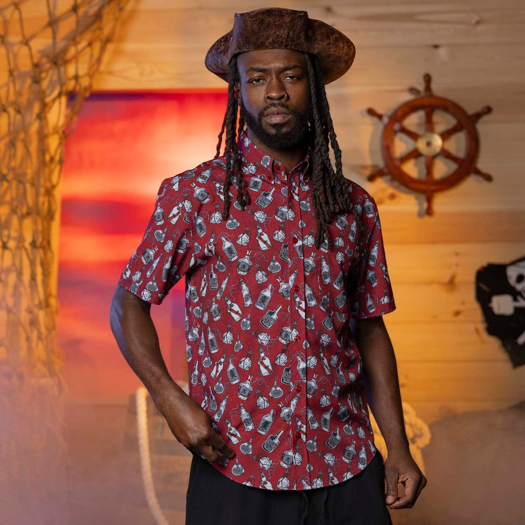 RSVLTS And a Bottle o' Rum KUNUFLEX Short Sleeve Shirt in Red — detail 6