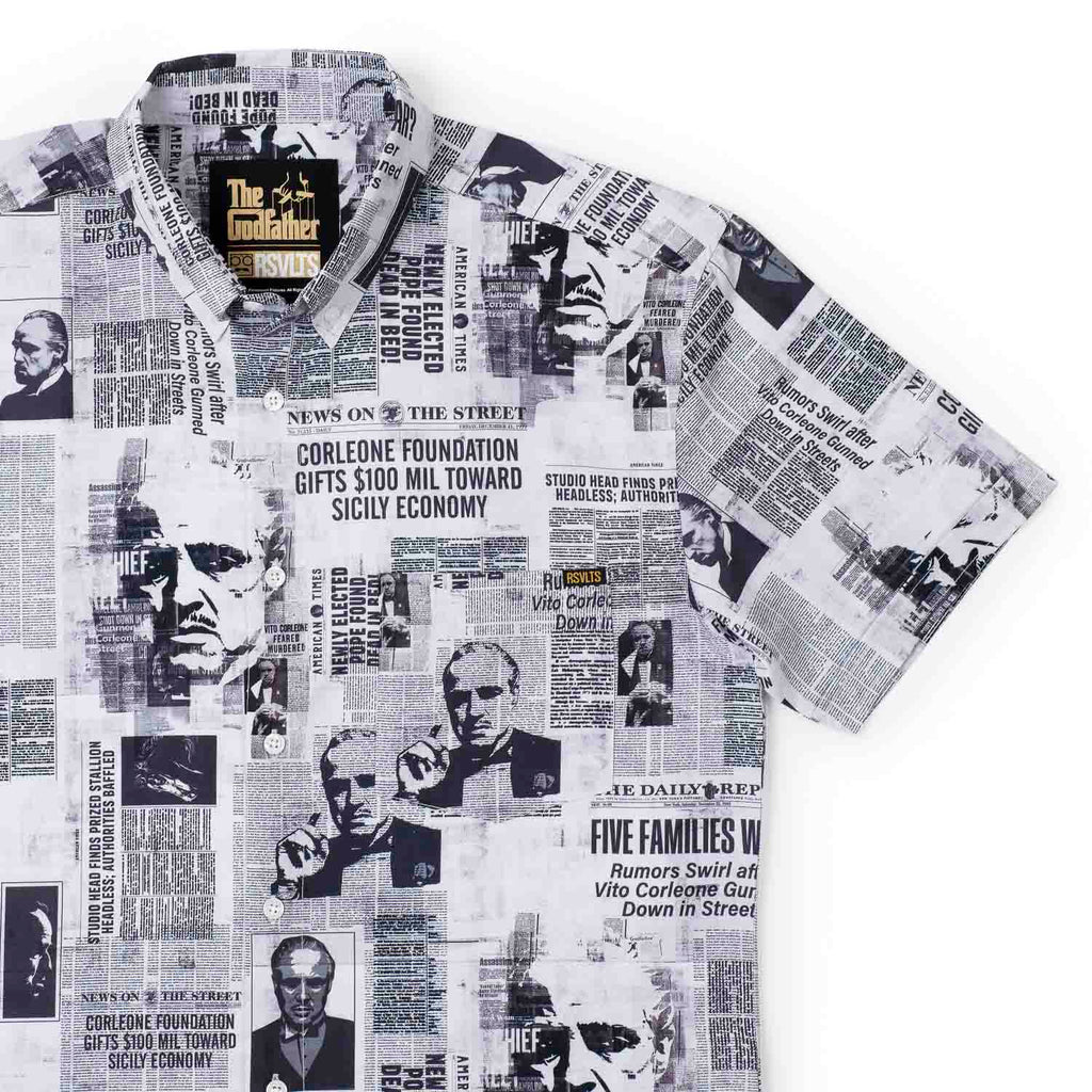 RSVLTS Headlines KUNUFLEX Short Sleeve Shirt in Black — front view