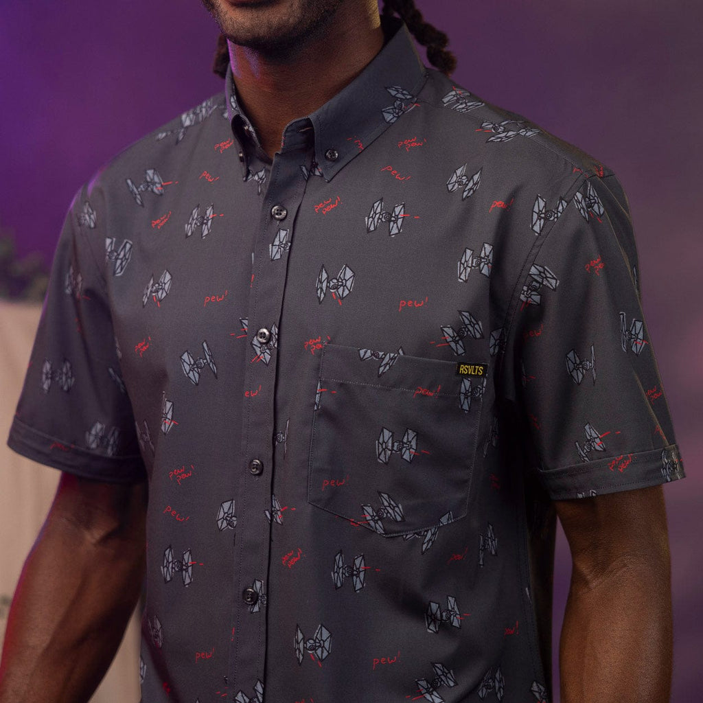 RSVLTS Pew Pew KUNUFLEX Short Sleeve Shirt in Black — detail 4