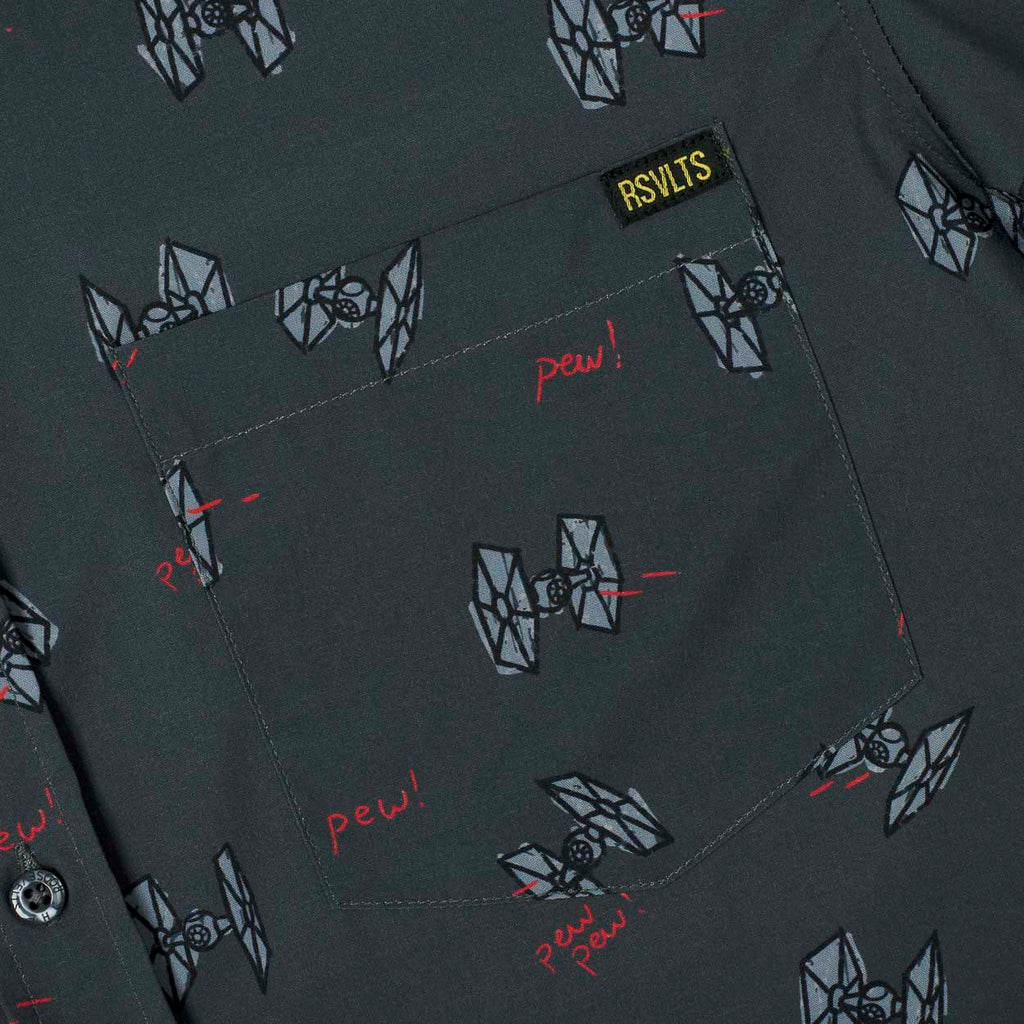 RSVLTS Pew Pew KUNUFLEX Short Sleeve Shirt in Black — detail 6