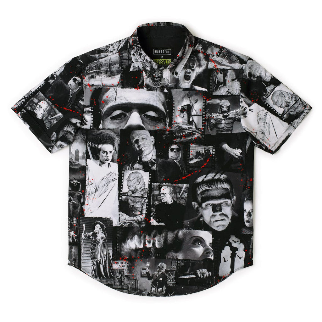 RSVLTS Stars of the Silver Scream KUNUFLEX Short Sleeve Shirt in Black — detail 9