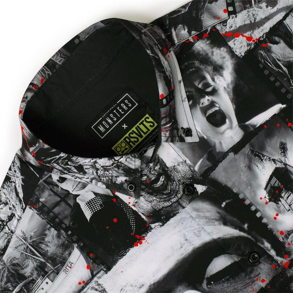 RSVLTS Stars of the Silver Scream KUNUFLEX Short Sleeve Shirt in Black — detail 10
