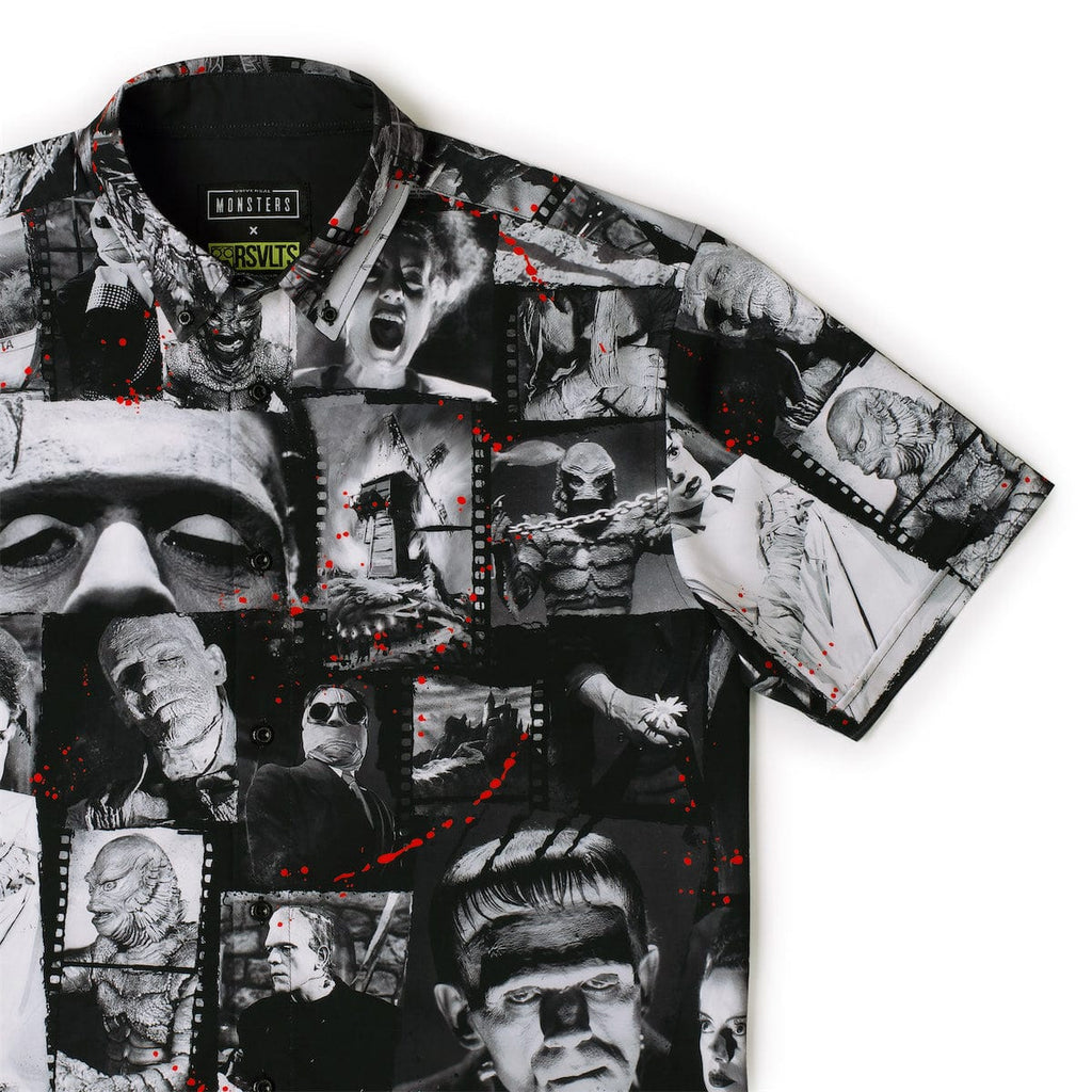 RSVLTS Stars of the Silver Scream KUNUFLEX Short Sleeve Shirt in Black — front view