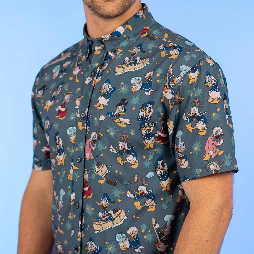 RSVLTS Quackin' Us Up KUNUFLEX Short Sleeve Shirt in Green — front view
