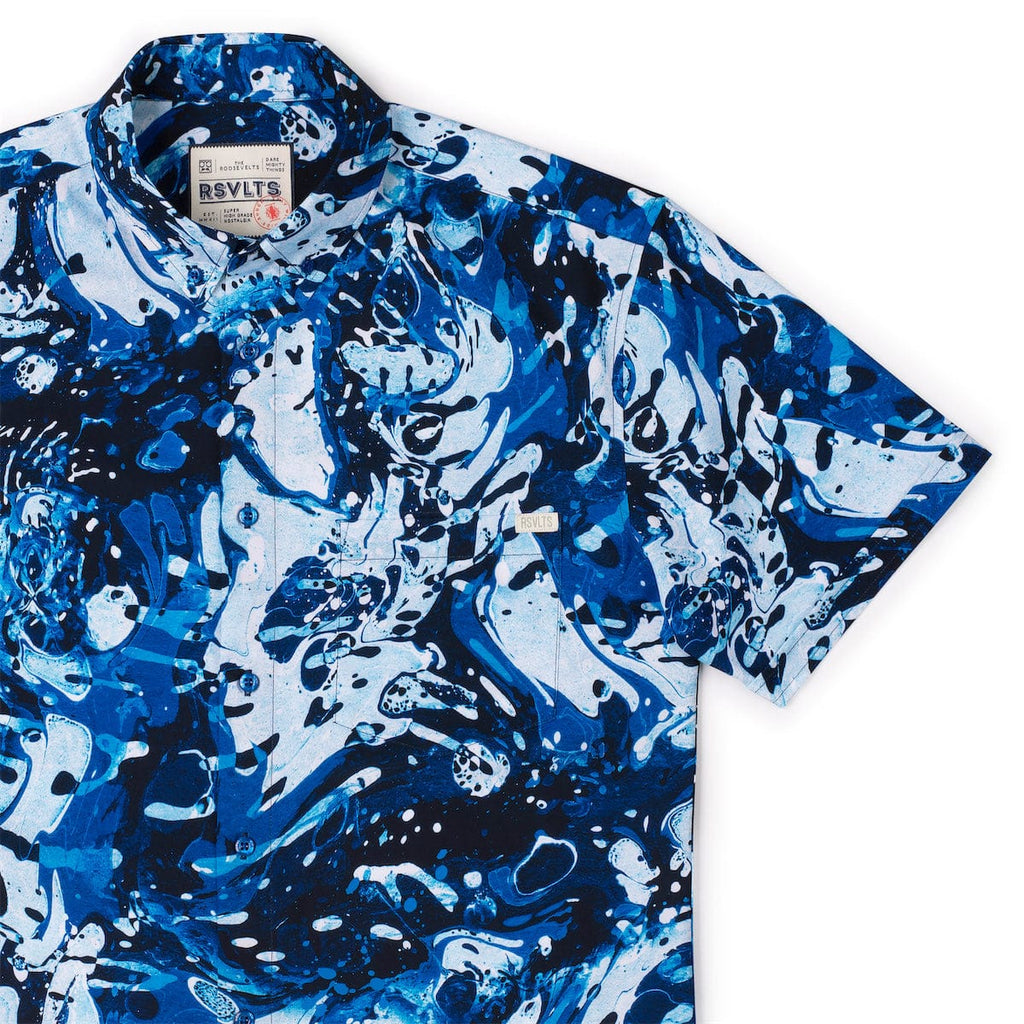 RSVLTS You Can’t Sea Me KUNUFLEX Short Sleeve Shirt in Blue — detail 5