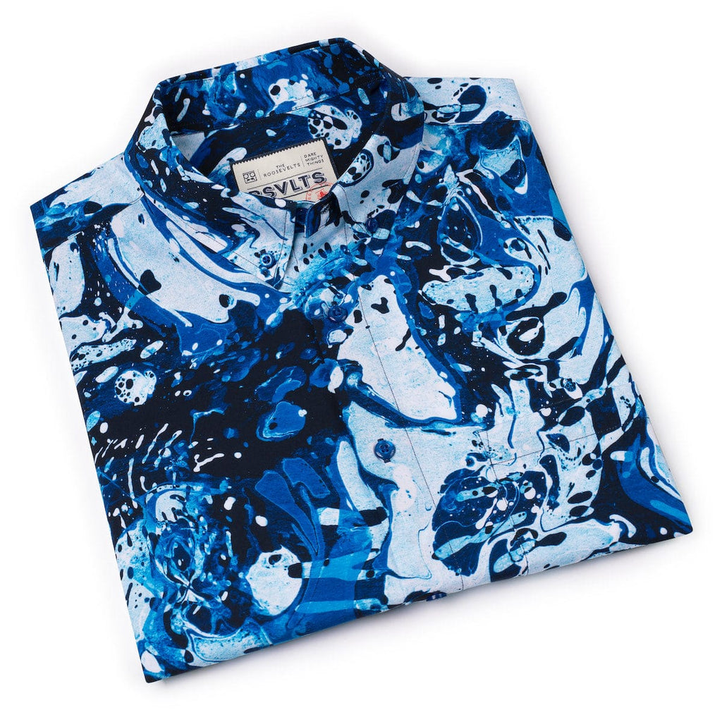 RSVLTS You Can’t Sea Me KUNUFLEX Short Sleeve Shirt in Blue — detail 11