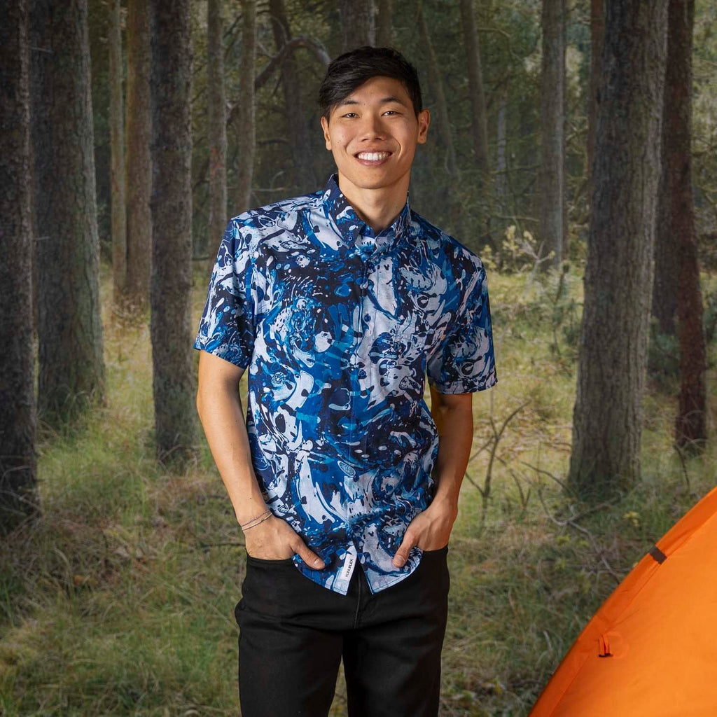 RSVLTS You Can’t Sea Me KUNUFLEX Short Sleeve Shirt in Blue — detail 6