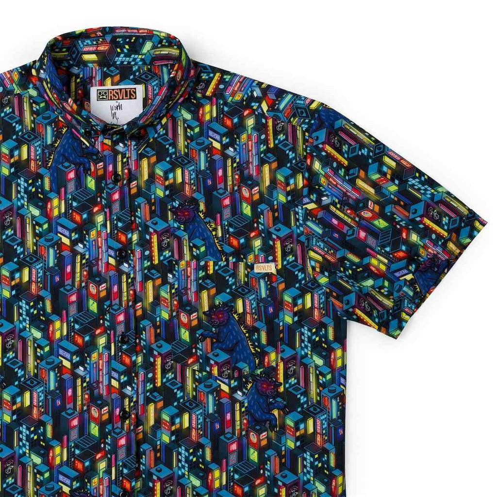 RSVLTS Cow-crete Jungle KUNUFLEX Short Sleeve Shirt in Black — detail 9