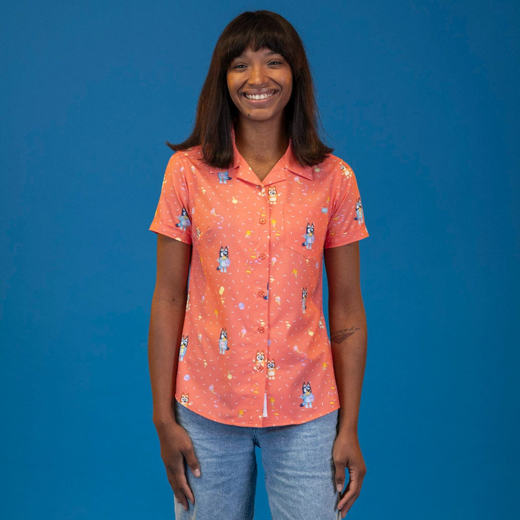 RSVLTS Don't Let It Melt Women's KUNUFLEX Short Sleeve Shirt in Orange — detail 2