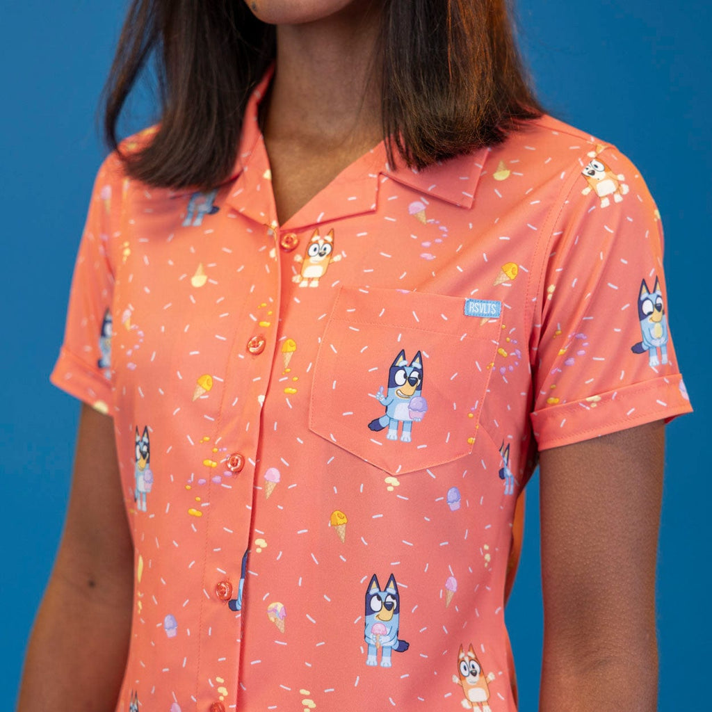 RSVLTS Don't Let It Melt Women's KUNUFLEX Short Sleeve Shirt in Orange — detail 4