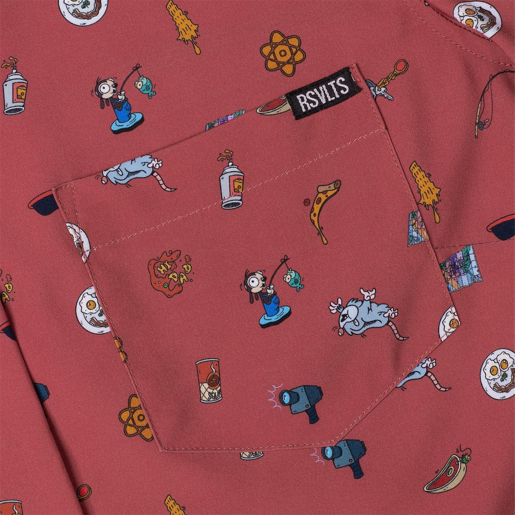 RSVLTS Road Trip Trinkets Women's KUNUFLEX Short Sleeve Shirt in Red — detail 7