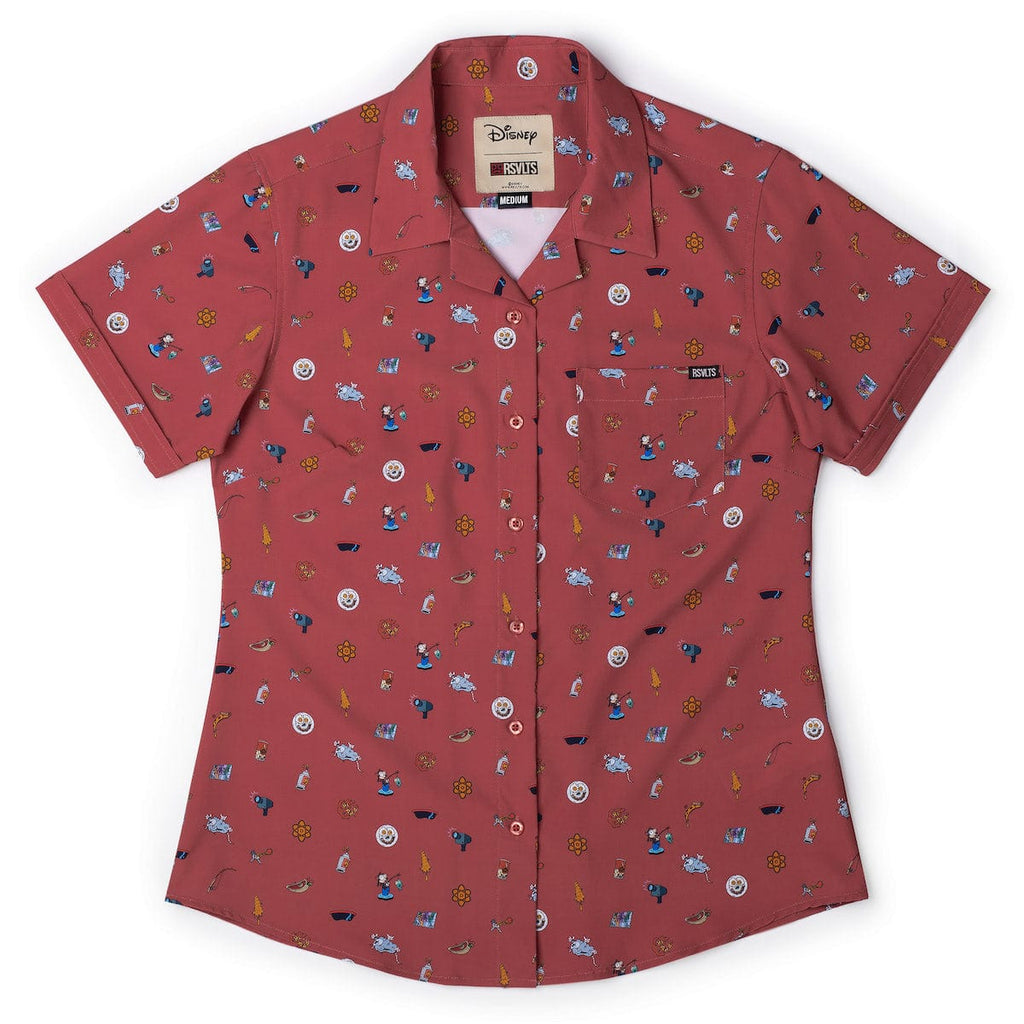 RSVLTS Road Trip Trinkets Women's KUNUFLEX Short Sleeve Shirt in Red — detail 5