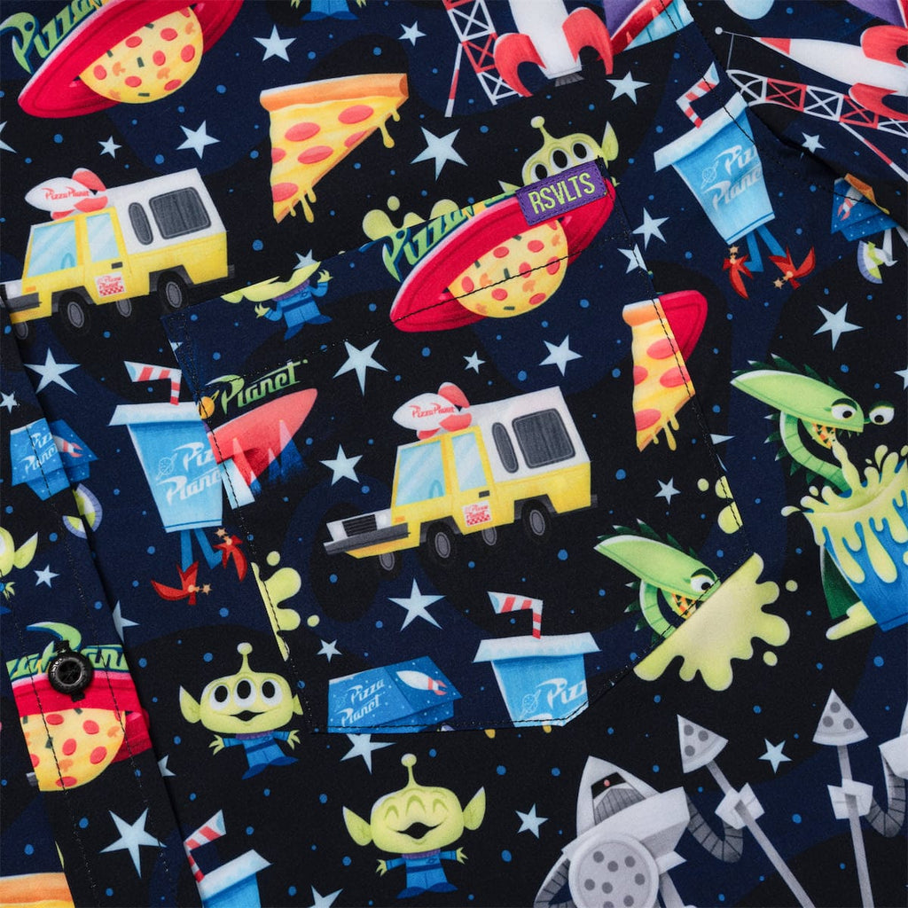 RSVLTS What a Spaceport! KUNUFLEX Short Sleeve Shirt in Black — detail 4