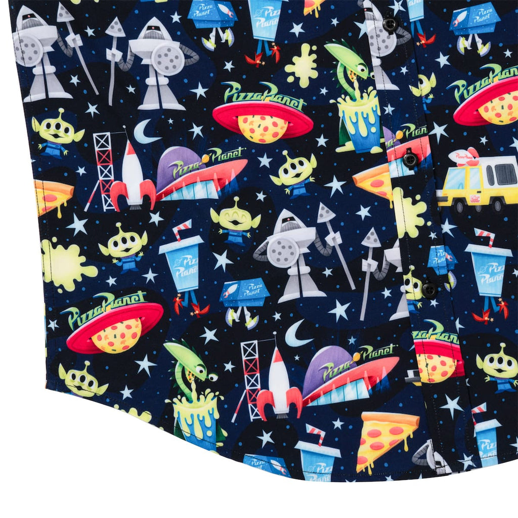 RSVLTS What a Spaceport! KUNUFLEX Short Sleeve Shirt in Black — detail 8
