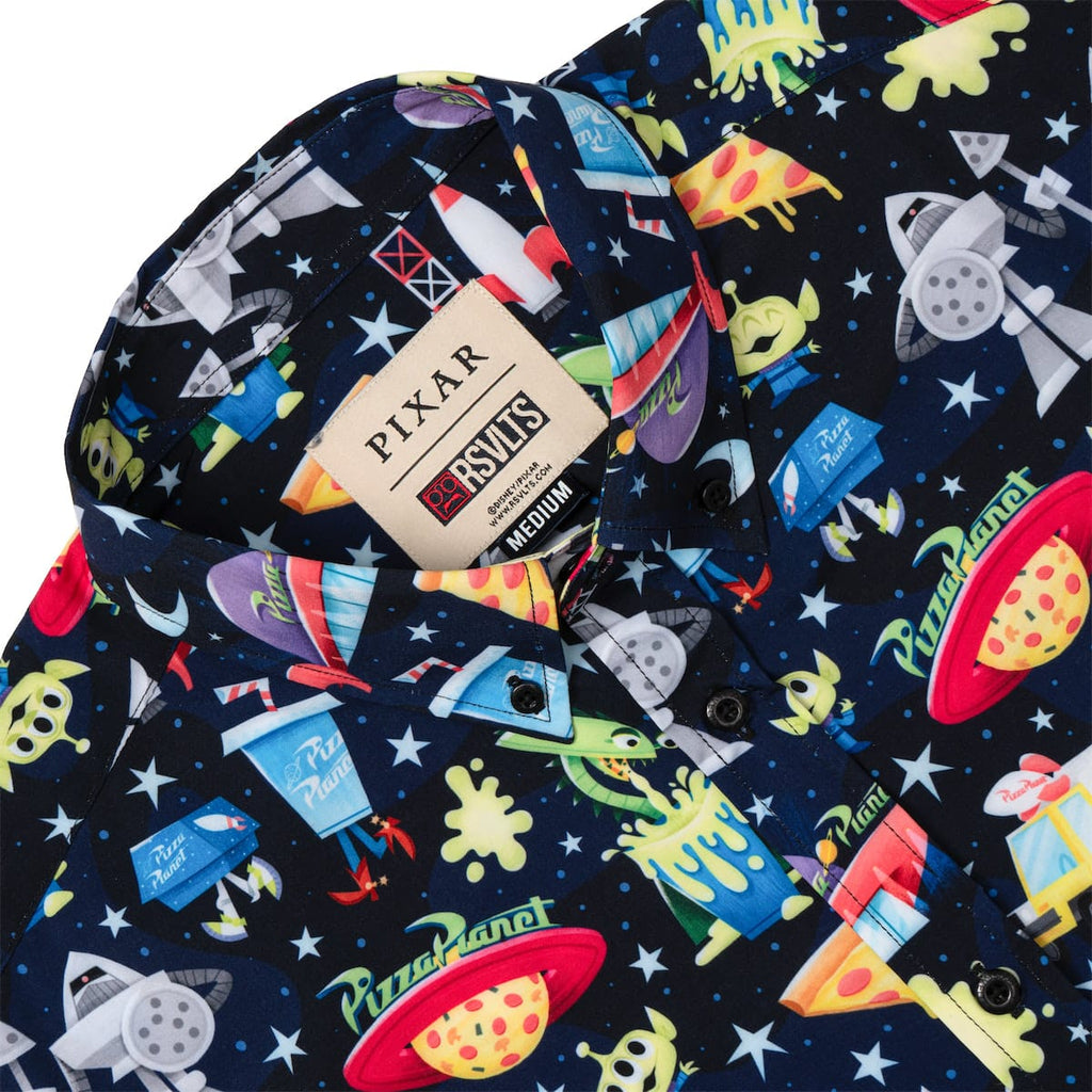 RSVLTS What a Spaceport! KUNUFLEX Short Sleeve Shirt in Black — detail 7