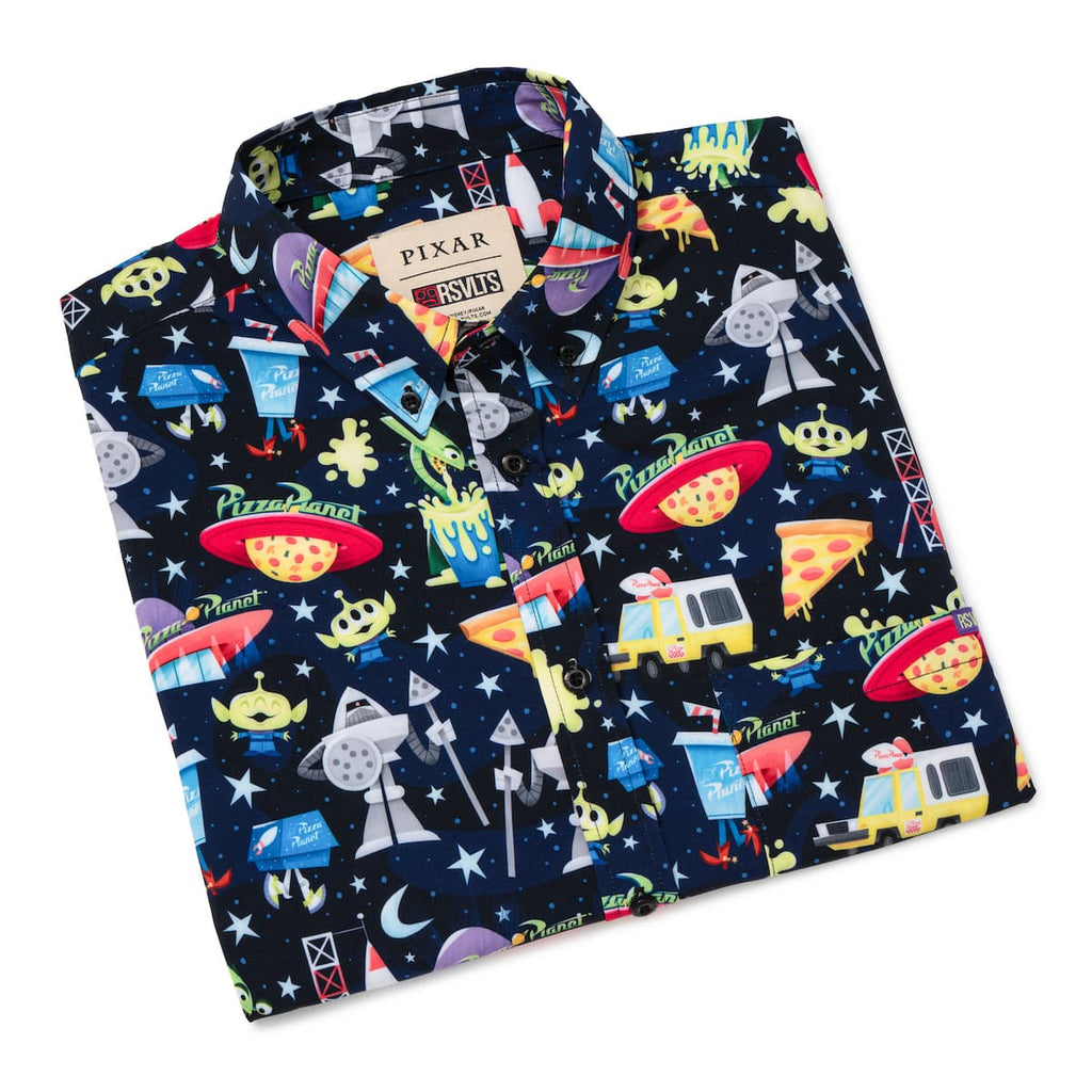 RSVLTS What a Spaceport! KUNUFLEX Short Sleeve Shirt in Black — detail 9