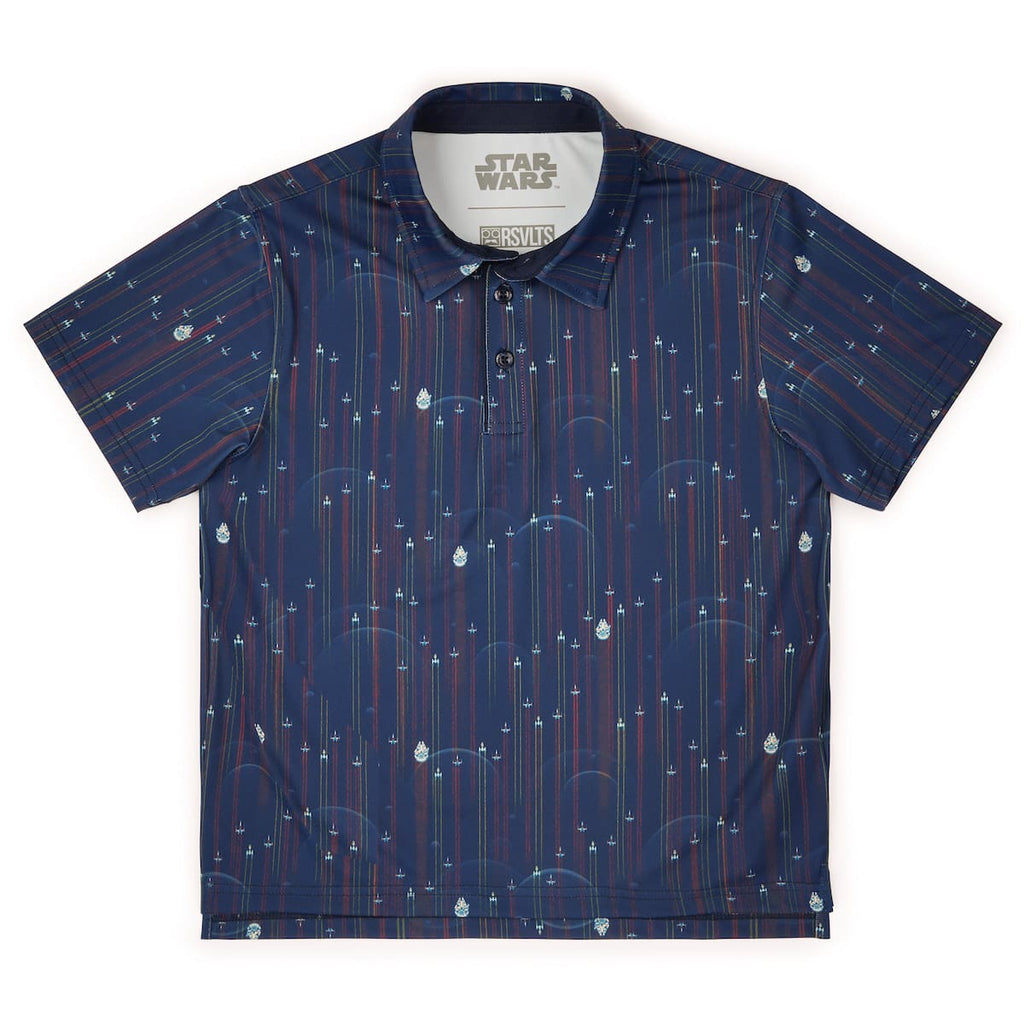 RSVLTS Fleet in Formation Youth All-Day Polo in Blue — front view