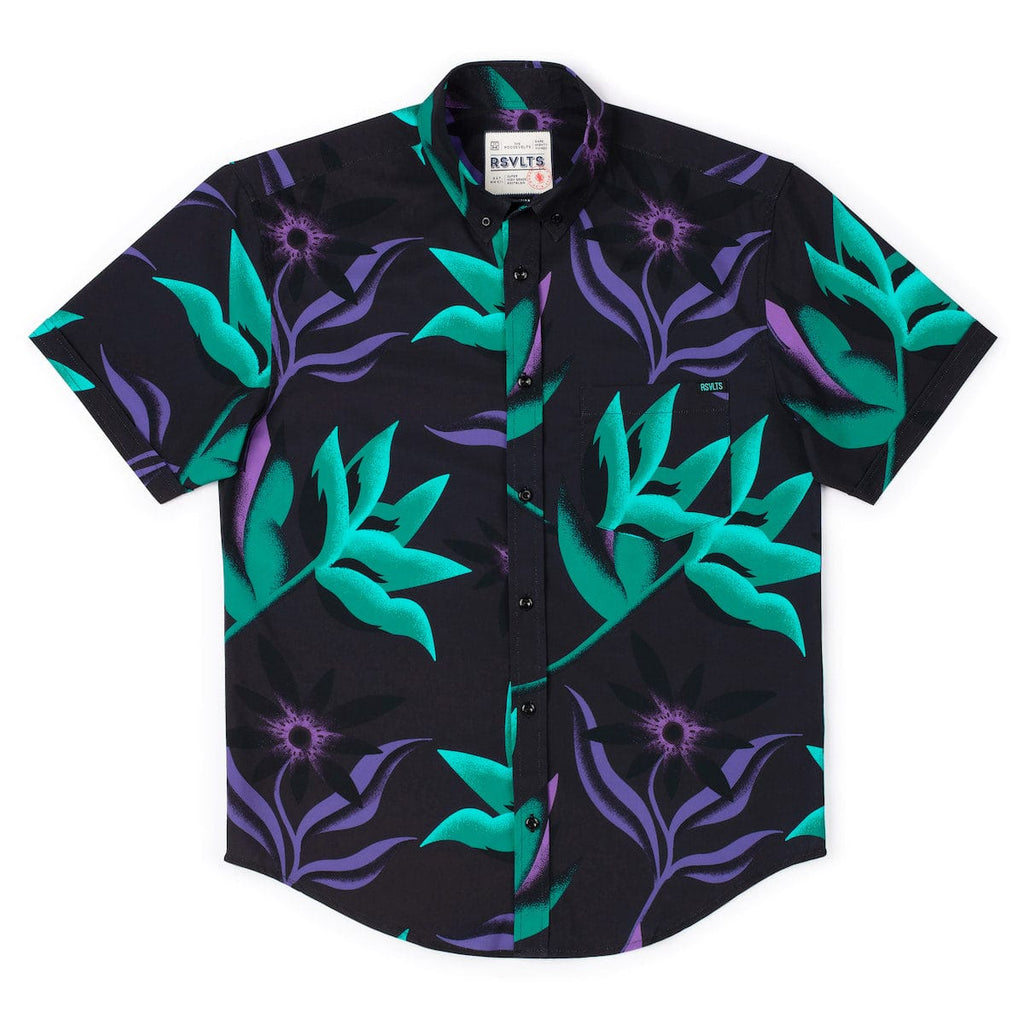 RSVLTS Midnight Oasis KUNUFLEX Short Sleeve Shirt in Black — detail 7