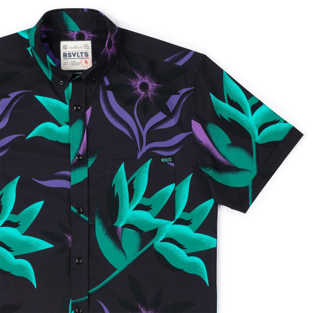 RSVLTS Midnight Oasis KUNUFLEX Short Sleeve Shirt in Black — detail 4
