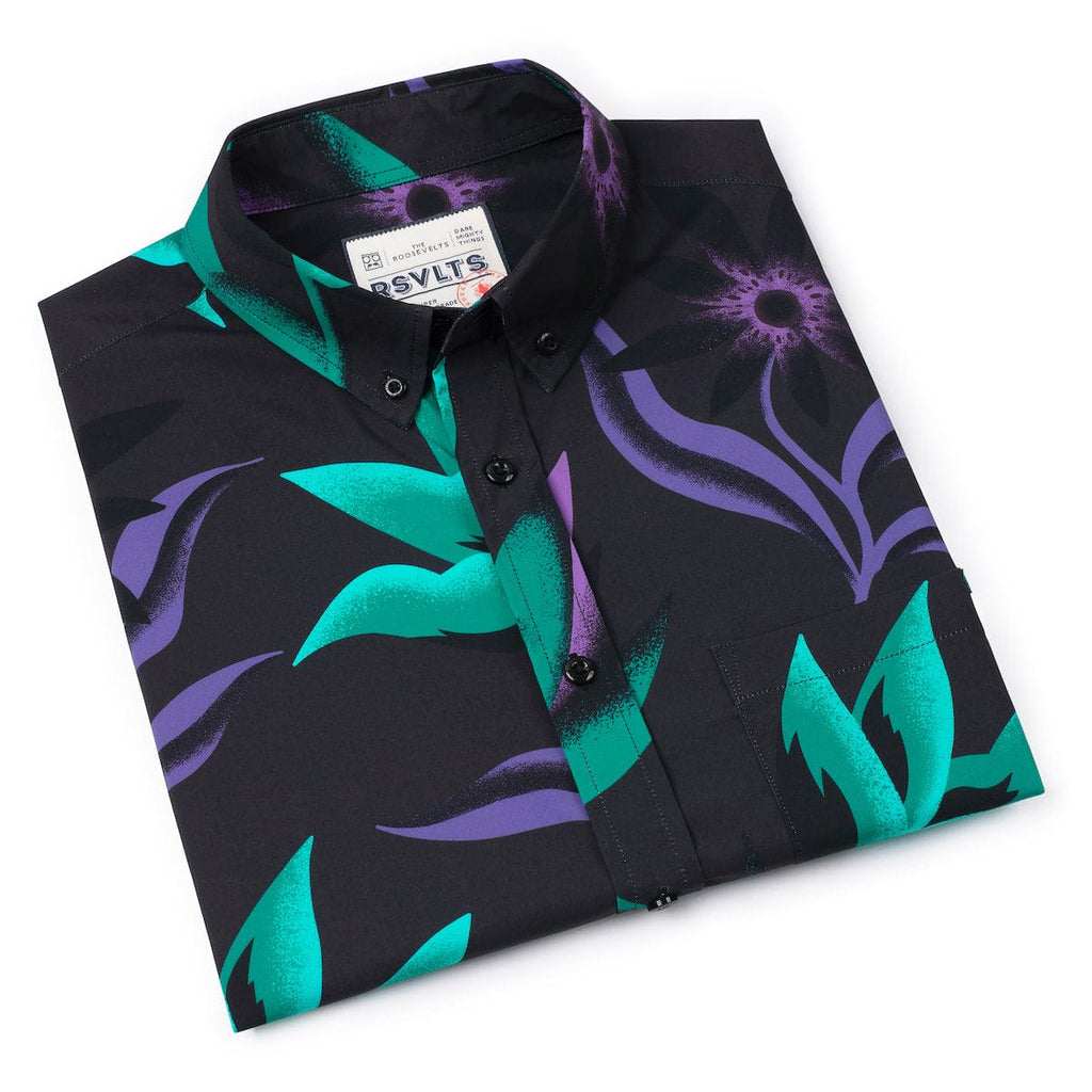 RSVLTS Midnight Oasis KUNUFLEX Short Sleeve Shirt in Black — detail 10