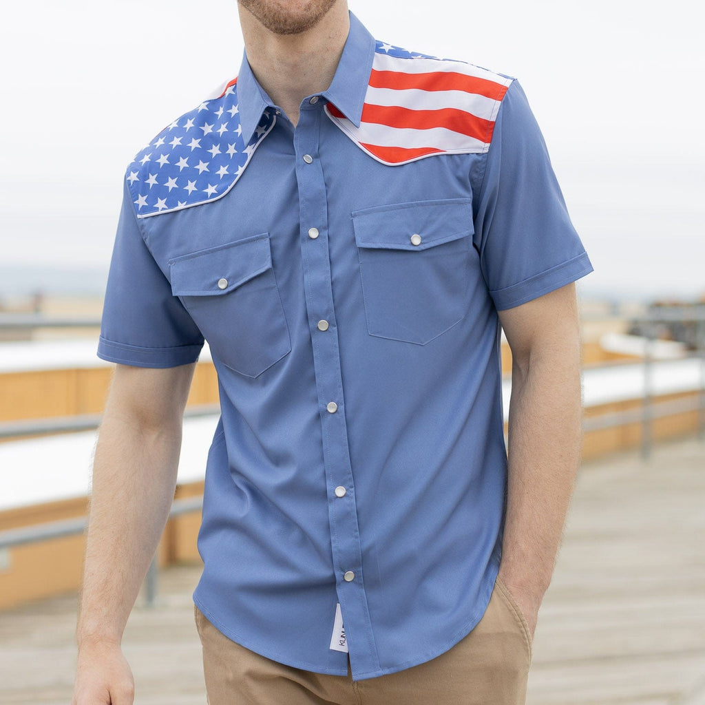 RSVLTS The Boss Roper Short Sleeve Shirt in Blue — detail 4