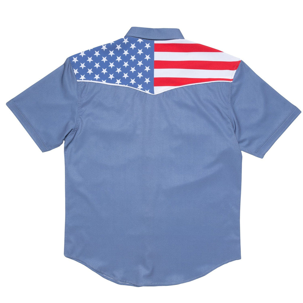 RSVLTS The Boss Roper Short Sleeve Shirt in Blue — detail 6