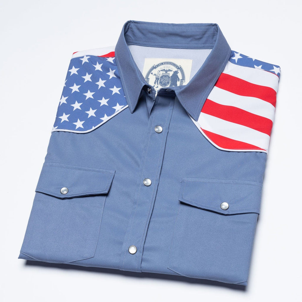 RSVLTS The Boss Roper Short Sleeve Shirt in Blue — detail 10