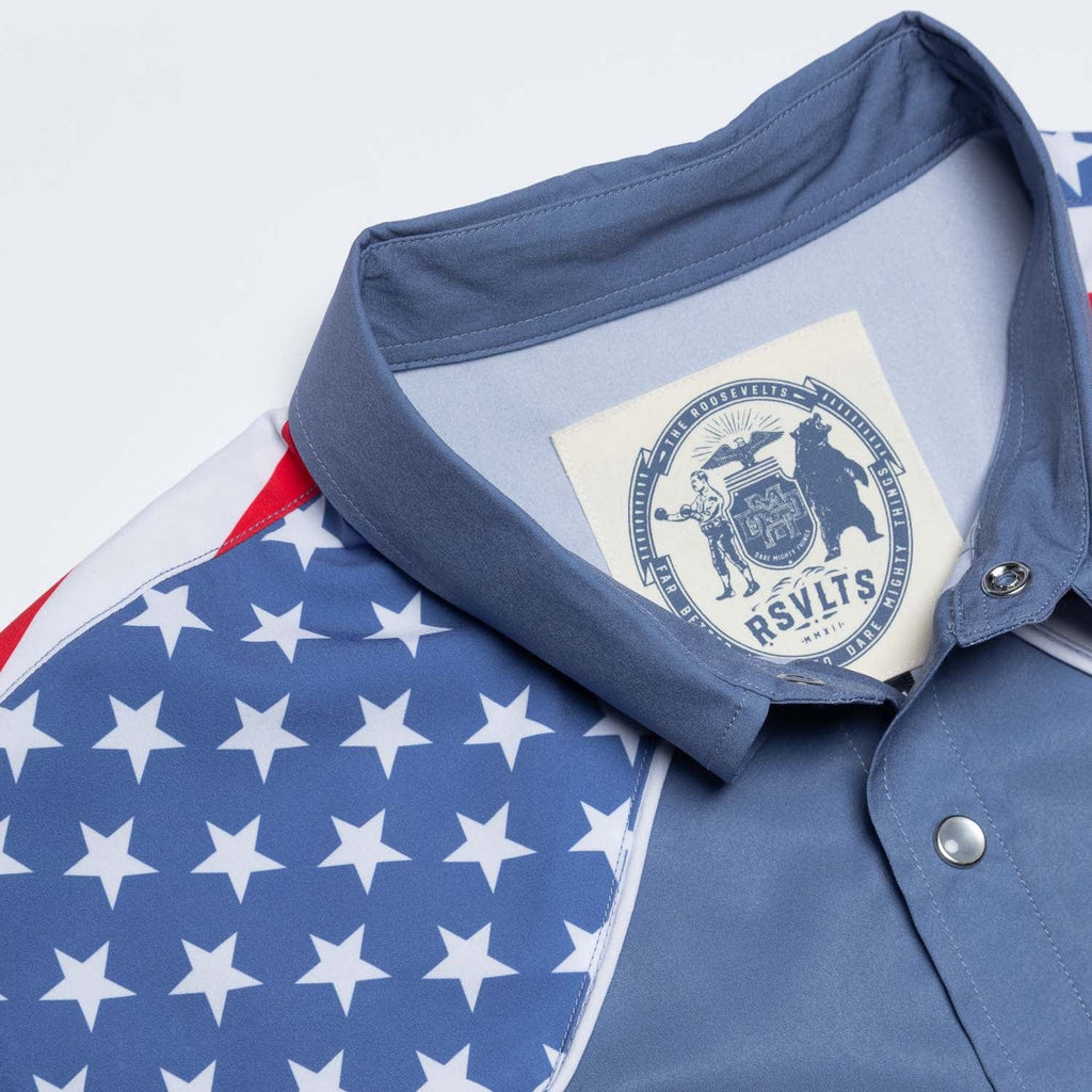 RSVLTS The Boss Roper Short Sleeve Shirt in Blue — detail 5