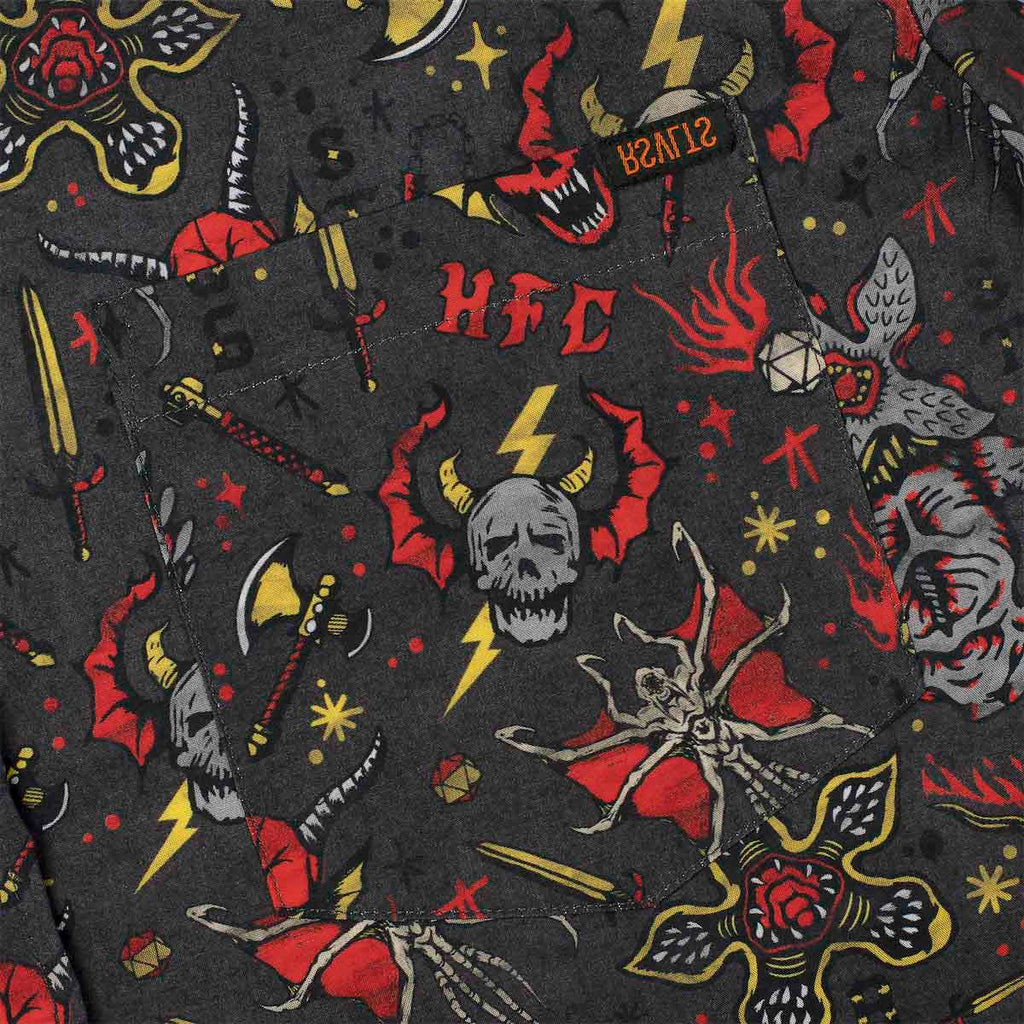 RSVLTS Hellfire Club KUNUFLEX Short Sleeve Shirt in Gray — detail 6