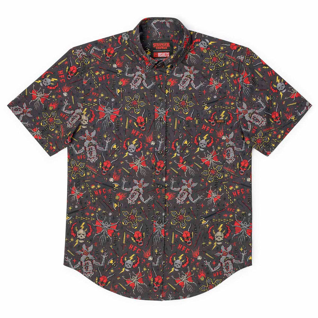 RSVLTS Hellfire Club KUNUFLEX Short Sleeve Shirt in Gray — detail 8