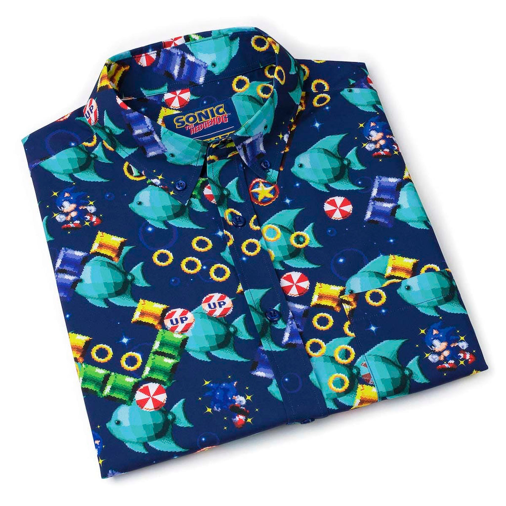 RSVLTS Spinning Maze Mayhem KUNUFLEX Short Sleeve Shirt in Blue — detail 11