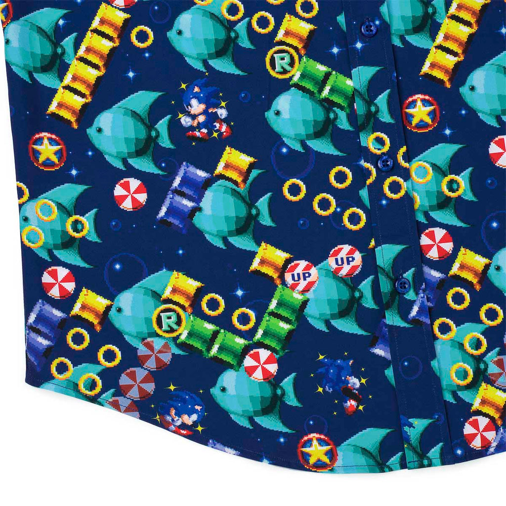 RSVLTS Spinning Maze Mayhem KUNUFLEX Short Sleeve Shirt in Blue — detail 10
