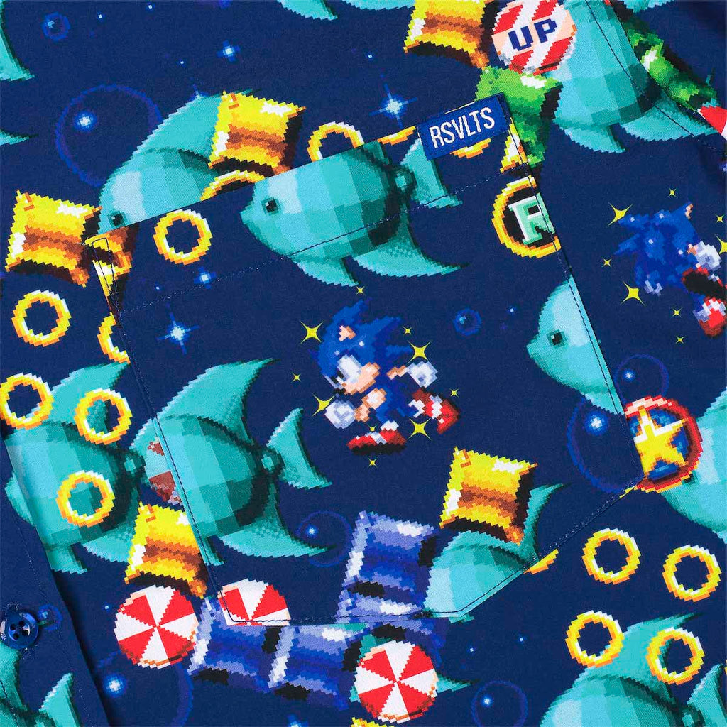 RSVLTS Spinning Maze Mayhem KUNUFLEX Short Sleeve Shirt in Blue — detail 6