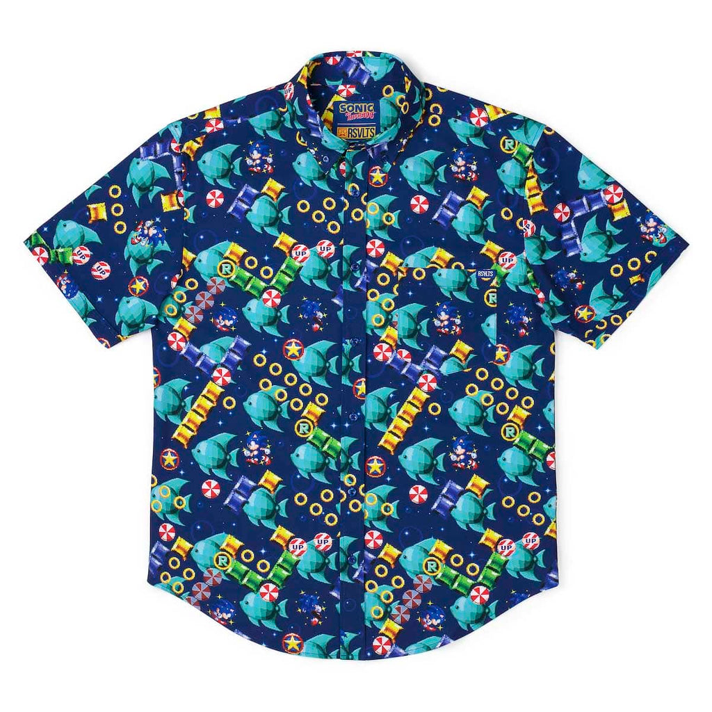 RSVLTS Spinning Maze Mayhem KUNUFLEX Short Sleeve Shirt in Blue — detail 8