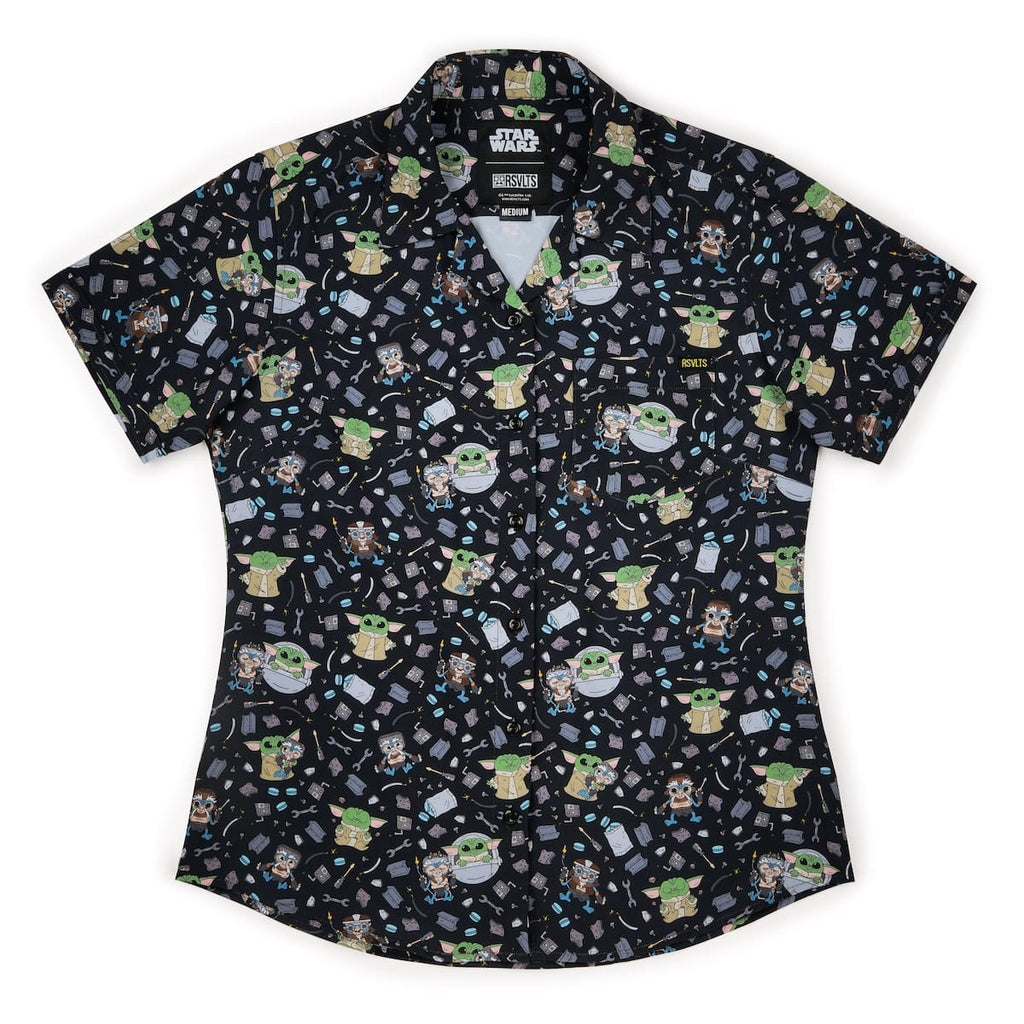 RSVLTS Frik 'n' Grogu Women's KUNUFLEX Short Sleeve Shirt in Black — detail 4