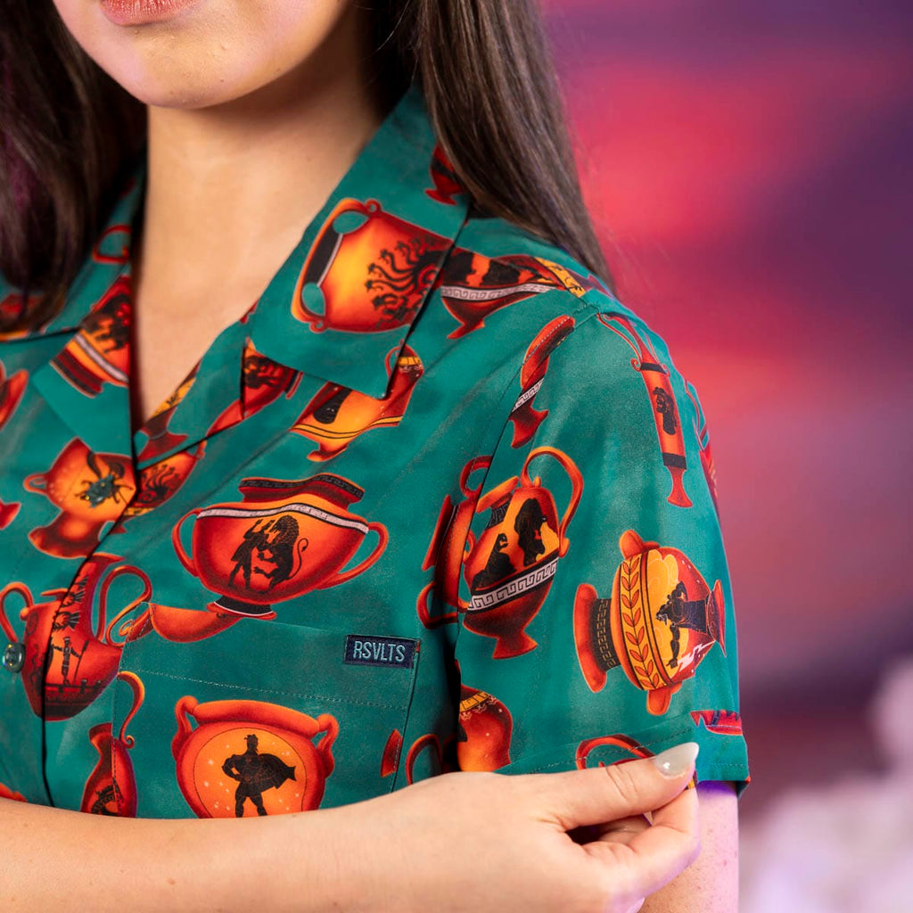 RSVLTS Vases of Valor Women's KUNUFLEX Short Sleeve Shirt in Green — detail 11