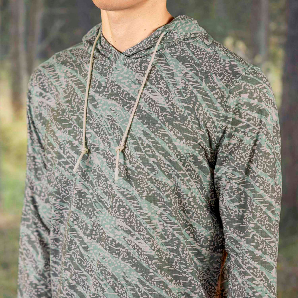 RSVLTS Ghillie Camo Performance Hoodie in Green — front view
