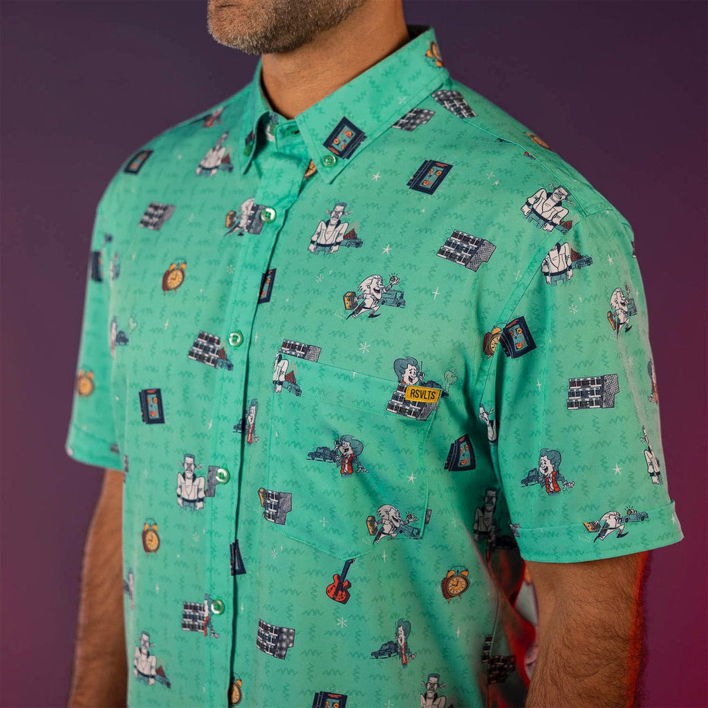 RSVLTS Hill Valley Hijinks KUNUFLEX Short Sleeve Shirt in Green — detail 9