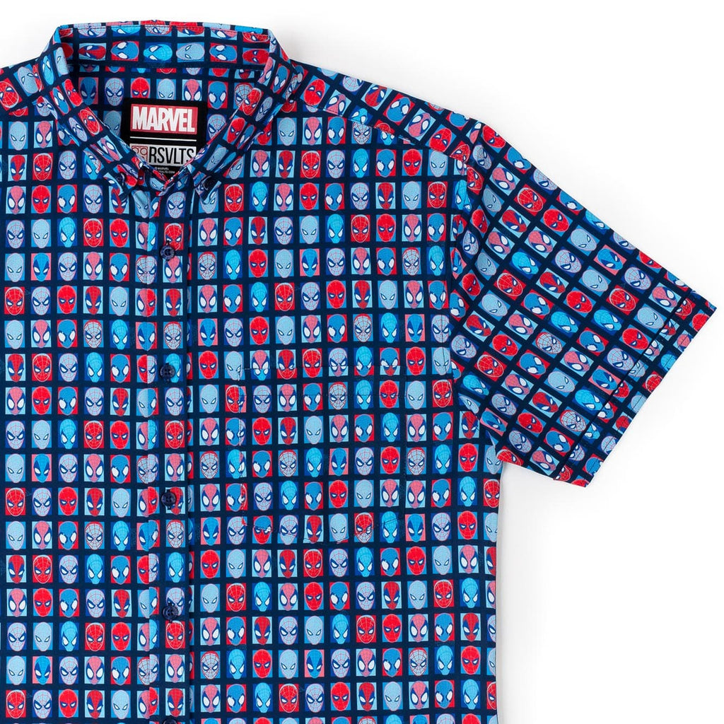 RSVLTS The Spidey Bunch KUNUFLEX Short Sleeve Shirt in Blue — front view
