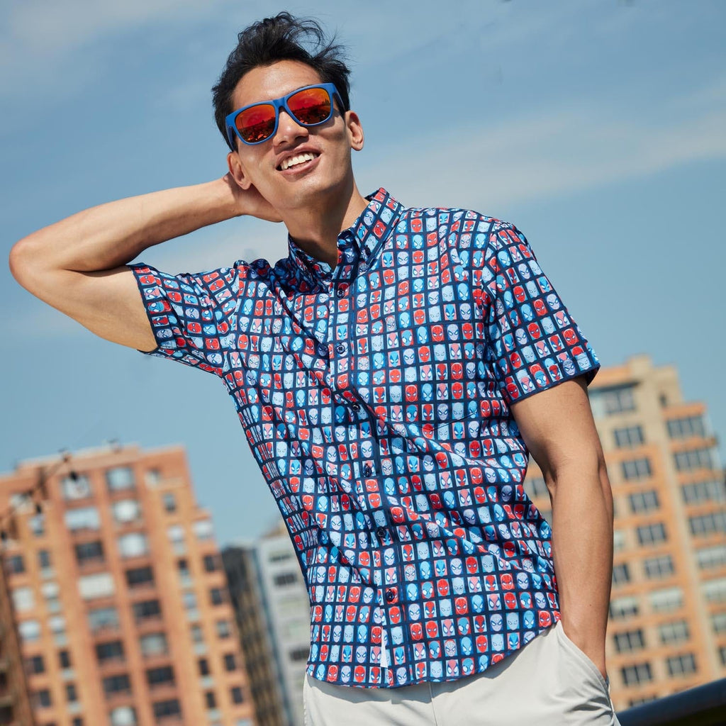 RSVLTS The Spidey Bunch KUNUFLEX Short Sleeve Shirt in Blue — detail 4