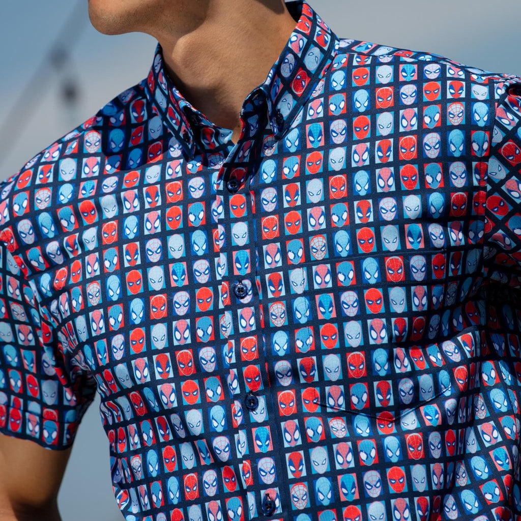 RSVLTS The Spidey Bunch KUNUFLEX Short Sleeve Shirt in Blue — detail 3