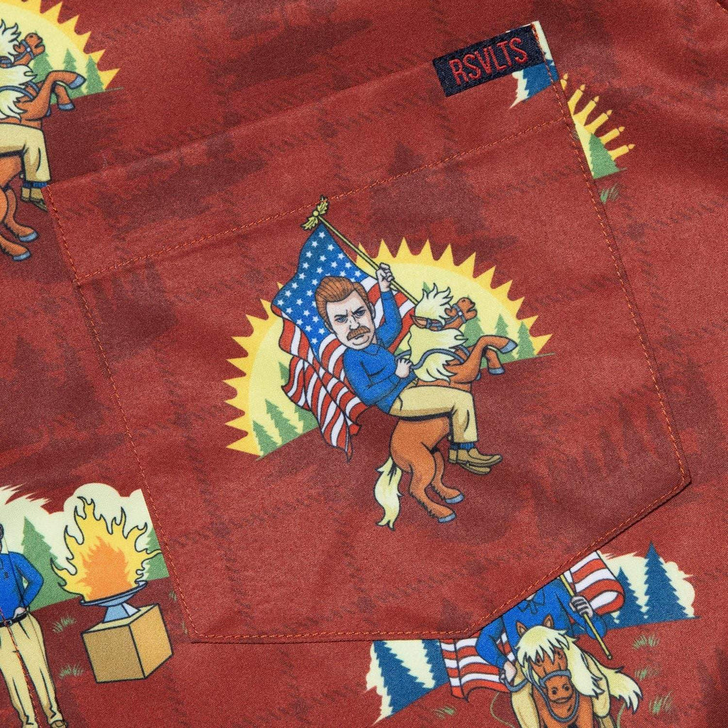 RSVLTS 5,000 Candles In The Wind KUNUFLEX Short Sleeve Shirt in Brown — detail 4