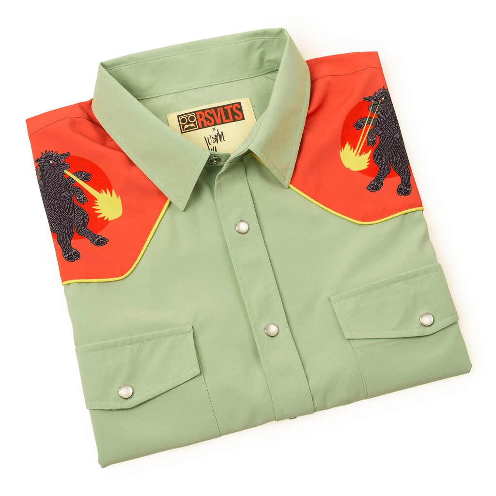 RSVLTS Cowju KUNUFLEX Short Sleeve Shirt in Orange — detail 9