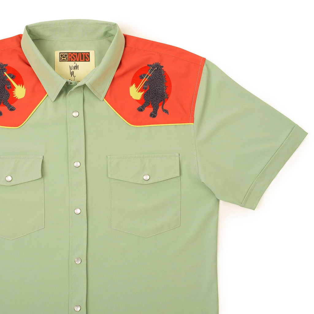 RSVLTS Cowju KUNUFLEX Short Sleeve Shirt in Orange — detail 5