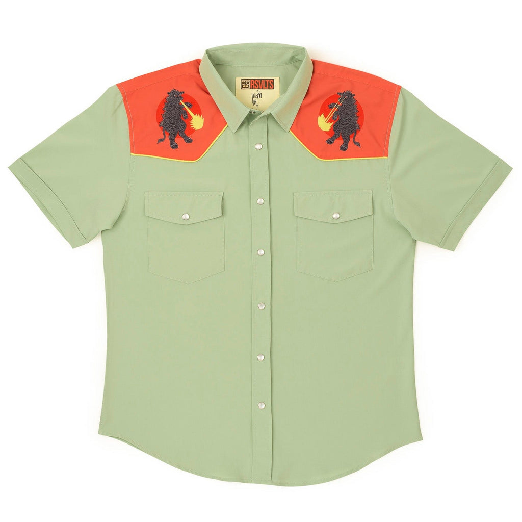 RSVLTS Cowju KUNUFLEX Short Sleeve Shirt in Orange — detail 3
