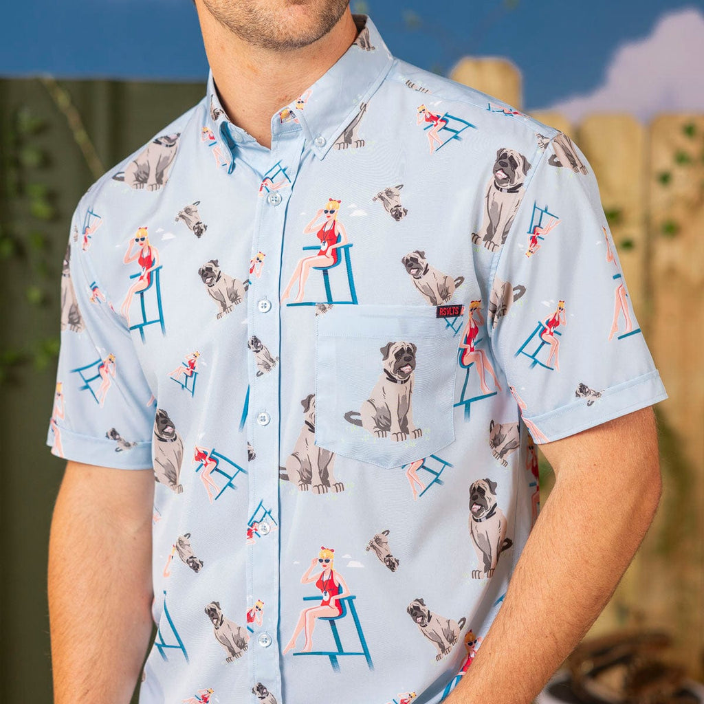 RSVLTS Wendy Peffercorn and the Beast KUNUFLEX Short Sleeve Shirt in Blue — detail 6