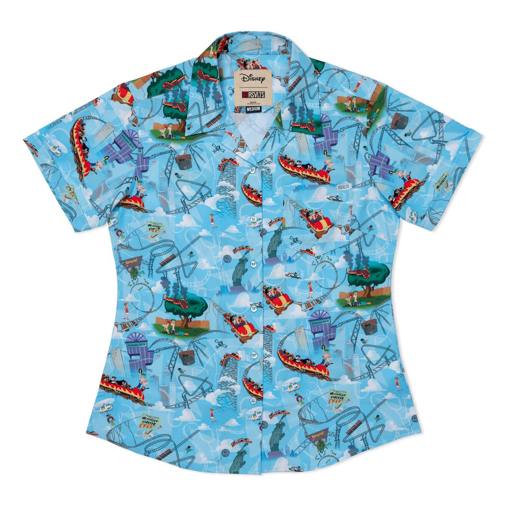 RSVLTS Summer Shenanigans Women's KUNUFLEX Short Sleeve Shirt in Blue — detail 3