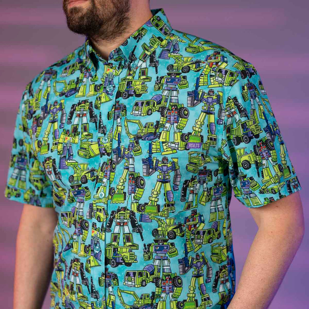 RSVLTS Constructicon Crew KUNUFLEX Short Sleeve Shirt in Green — detail 4